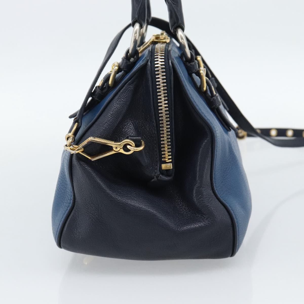 Miu Miu Hand Bag Leather 2way Blue Gold Auth 190650 - Jerrillo image 4