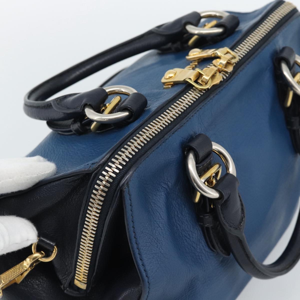 Miu Miu Hand Bag Leather 2way Blue Gold Auth 190650 - Jerrillo image 6
