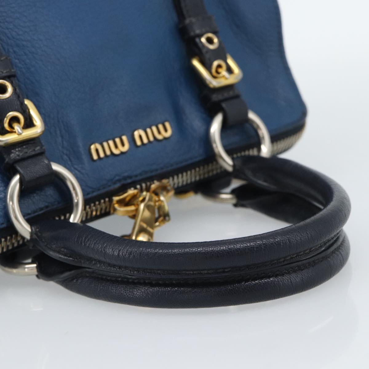 Miu Miu Hand Bag Leather 2way Blue Gold Auth 190650 - Jerrillo image 7
