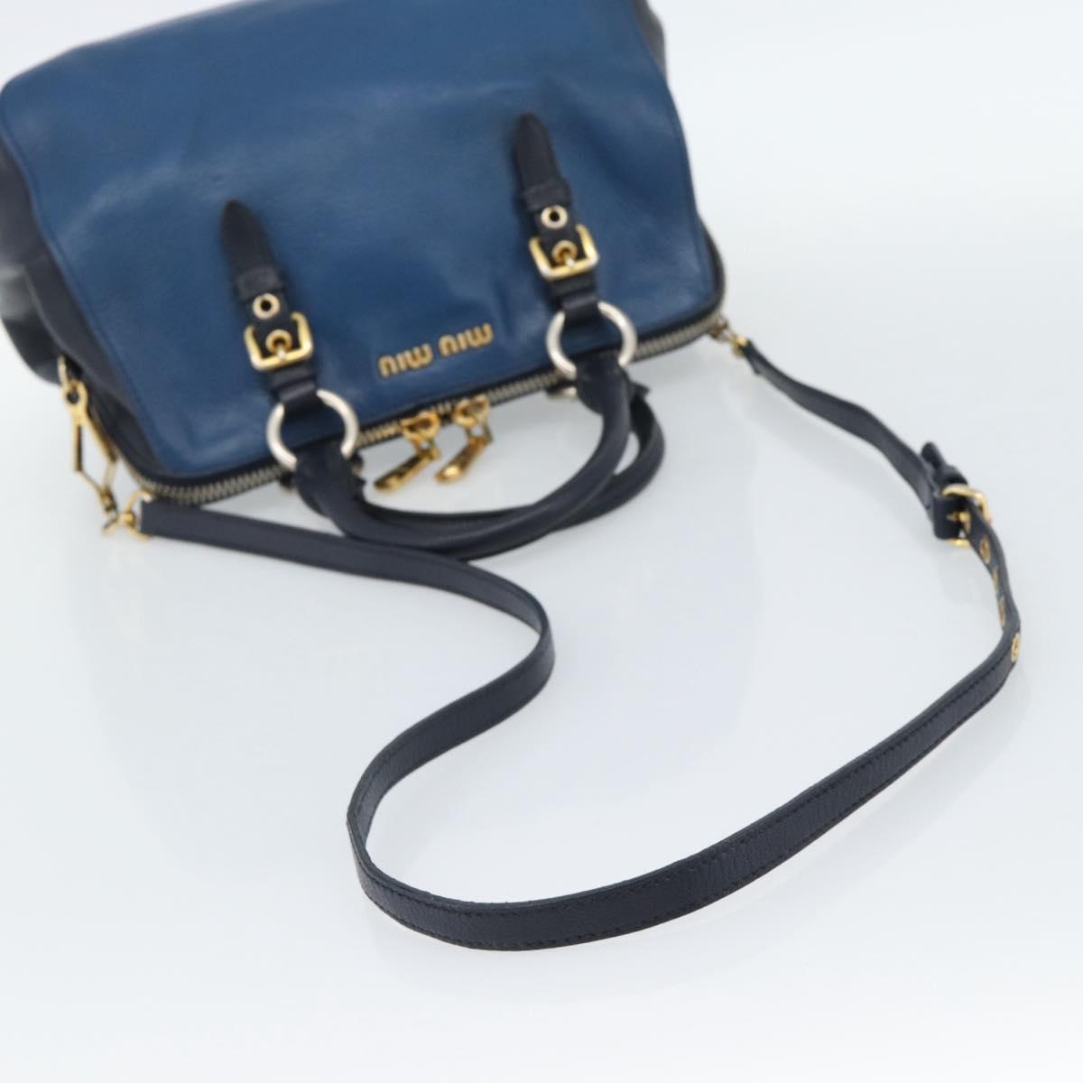 Miu Miu Hand Bag Leather 2way Blue Gold Auth 190650 - Jerrillo image 8