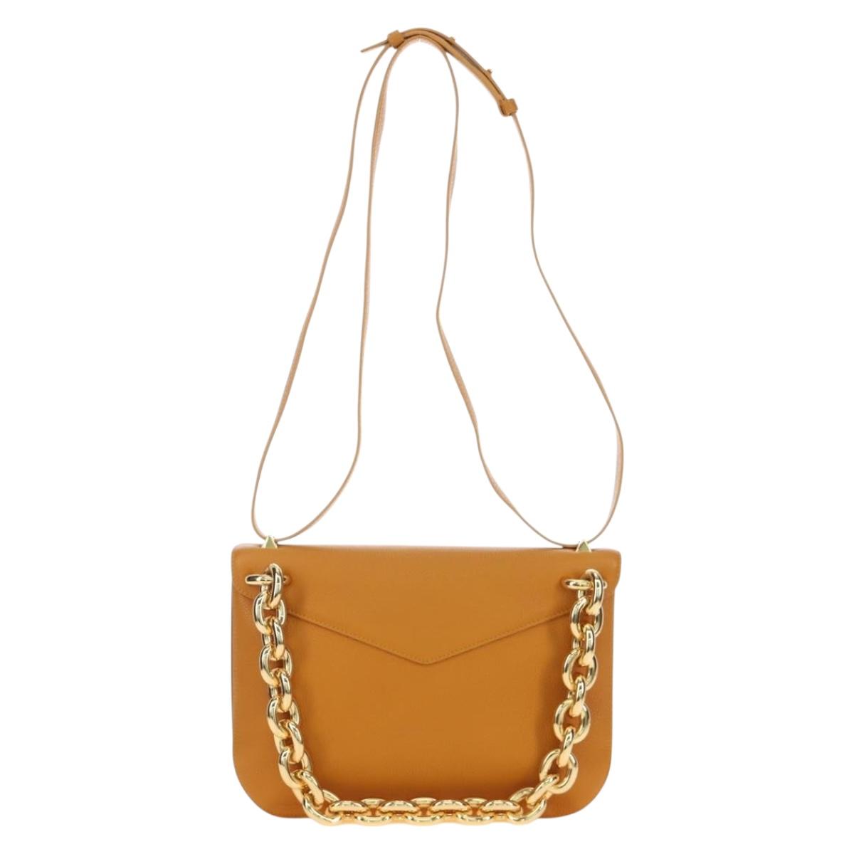 BOTTEGA VENETA Mount Chain Shoulder Bag Leather 2way Orange Gold Auth 190656V - Jerrillo image 2