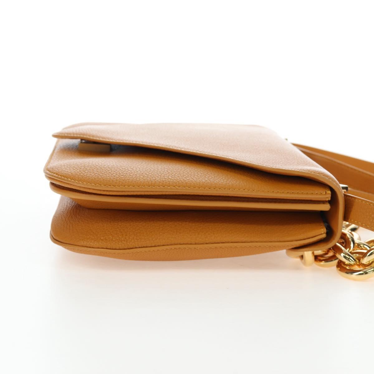 BOTTEGA VENETA Mount Chain Shoulder Bag Leather 2way Orange Gold Auth 190656V - Jerrillo image 4