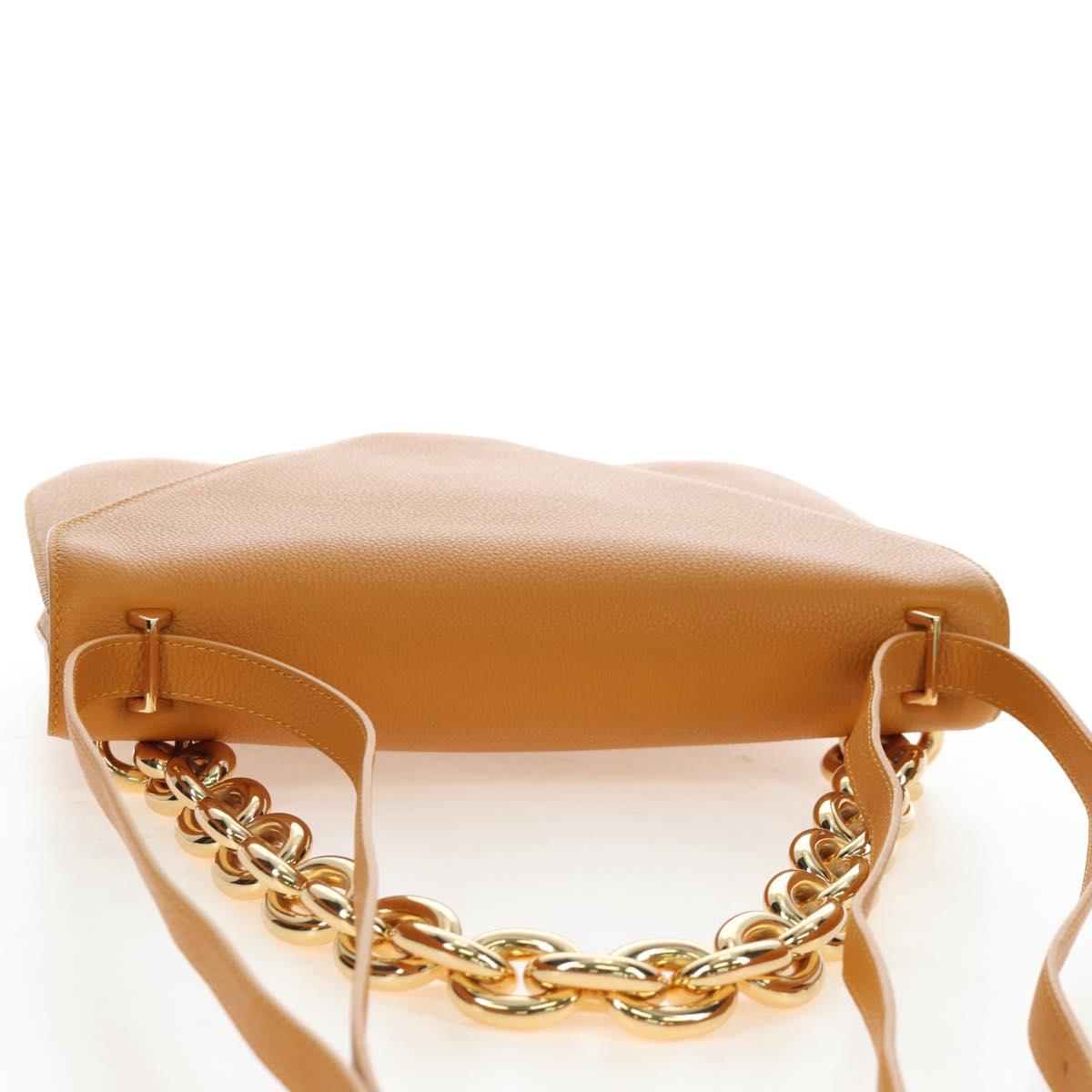 BOTTEGA VENETA Mount Chain Shoulder Bag Leather 2way Orange Gold Auth 190656V - Jerrillo image 6