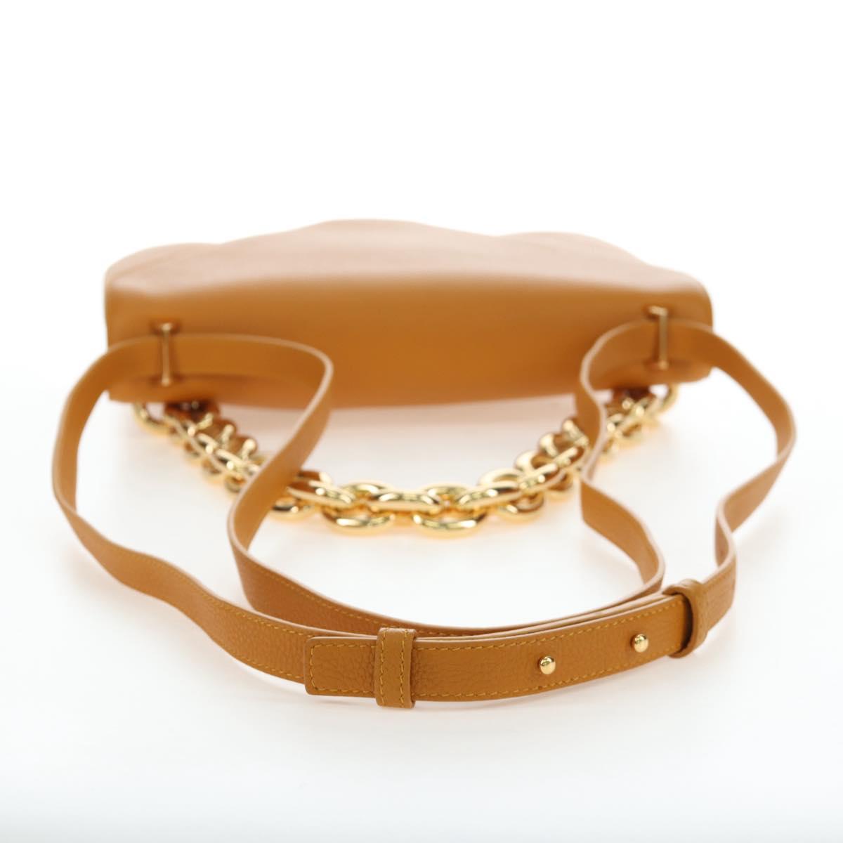 BOTTEGA VENETA Mount Chain Shoulder Bag Leather 2way Orange Gold Auth 190656V - Jerrillo image 7