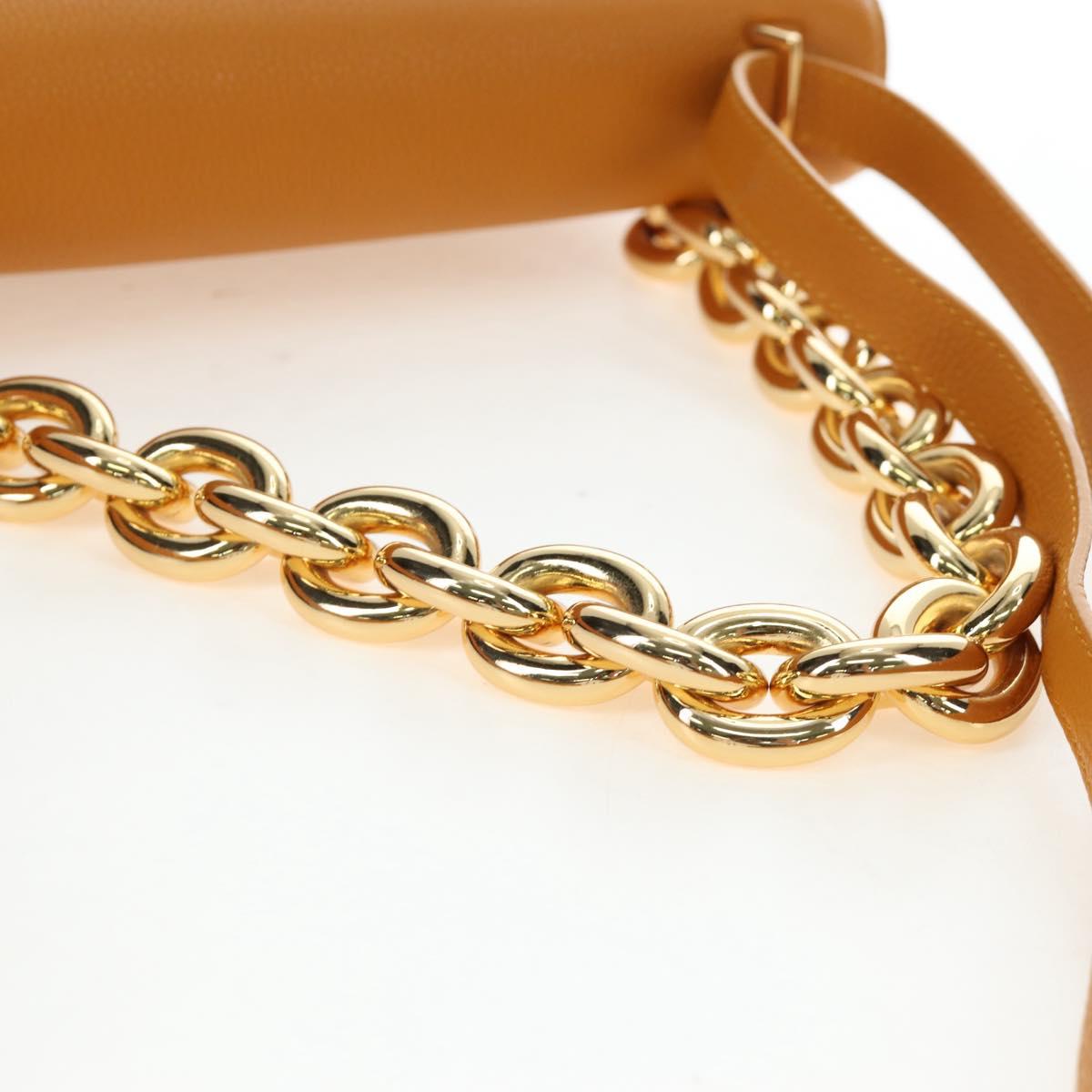 BOTTEGA VENETA Mount Chain Shoulder Bag Leather 2way Orange Gold Auth 190656V - Jerrillo image 8