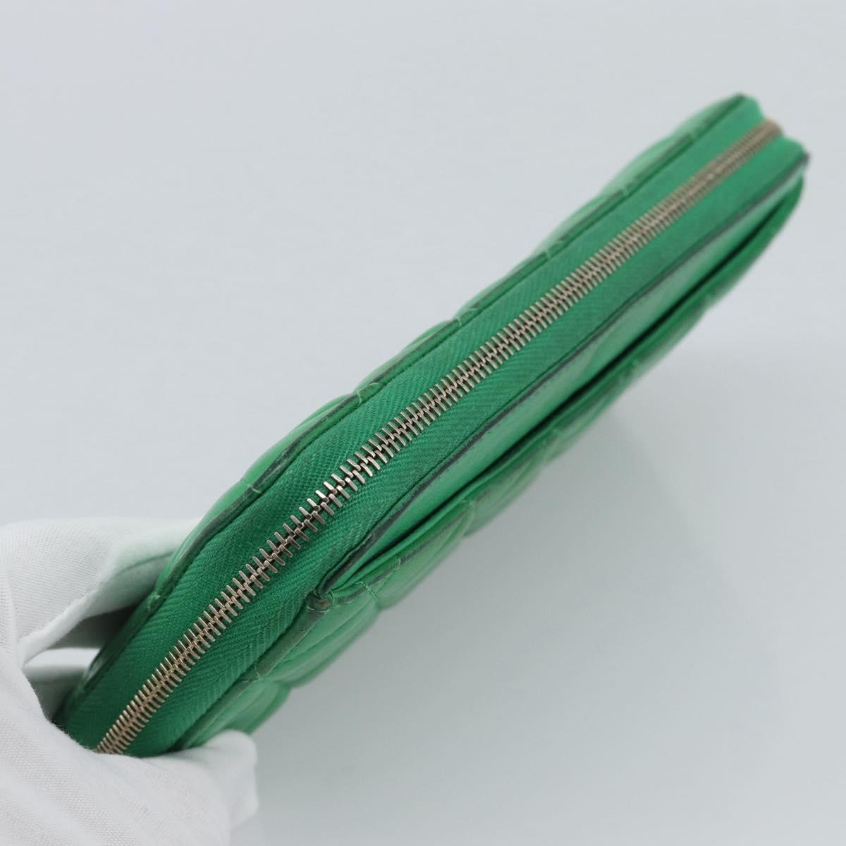 CHANEL Matelasse Long Wallet Lamb Skin Green Gold CC Auth 190675 - Jerrillo image 6