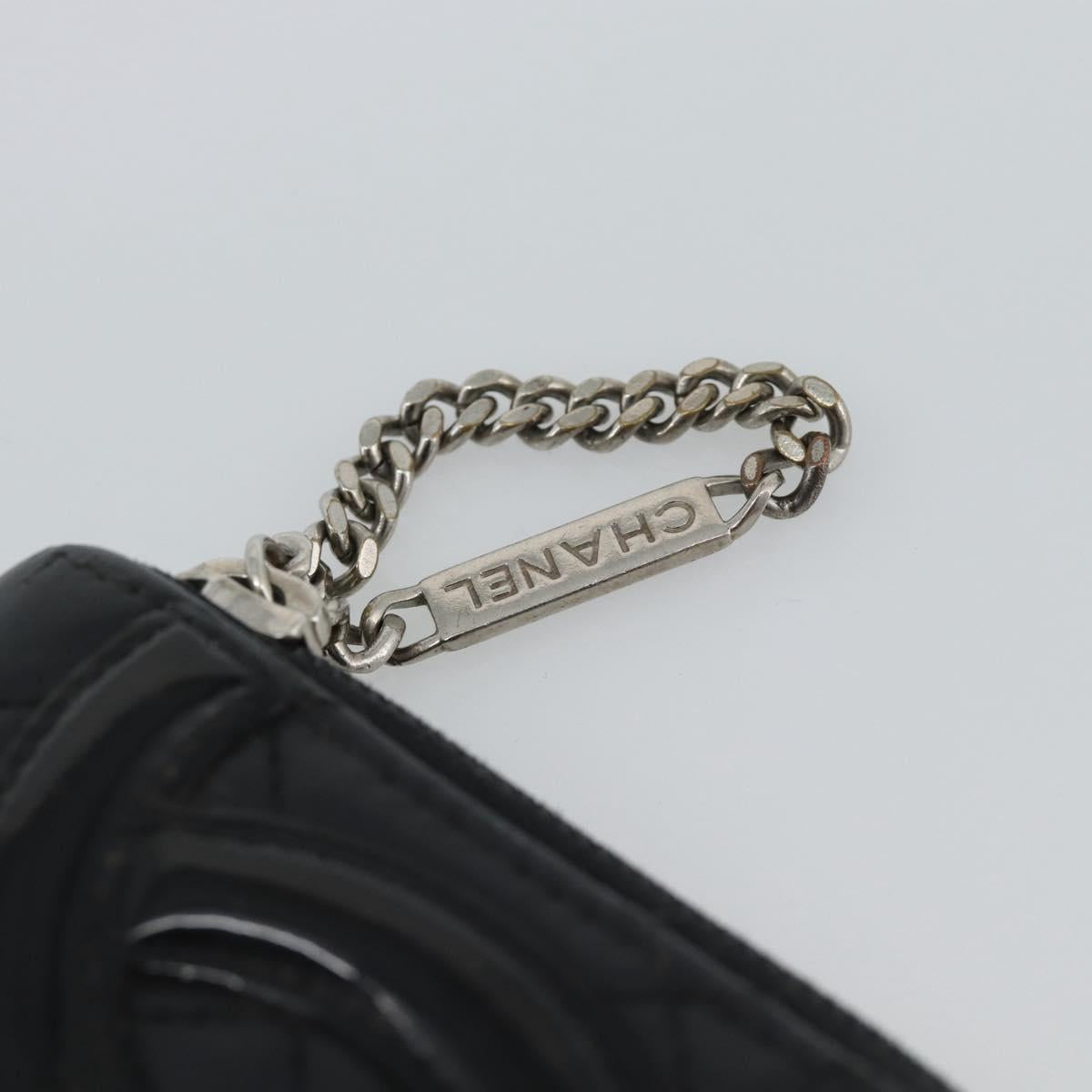CHANEL Matelasse Cambon Line Long Wallet Leather Black Silver CC Auth 190679 - Jerrillo image 7