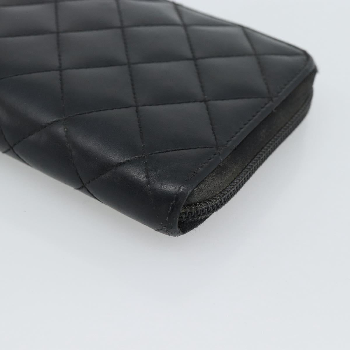 CHANEL Matelasse Cambon Line Long Wallet Leather Black Silver CC Auth 190679 - Jerrillo image 8