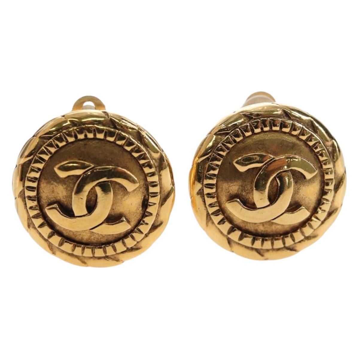 CHANEL COCO Mark Earring Metal Gold Tone CC Auth 190722M - Jerrillo image 2