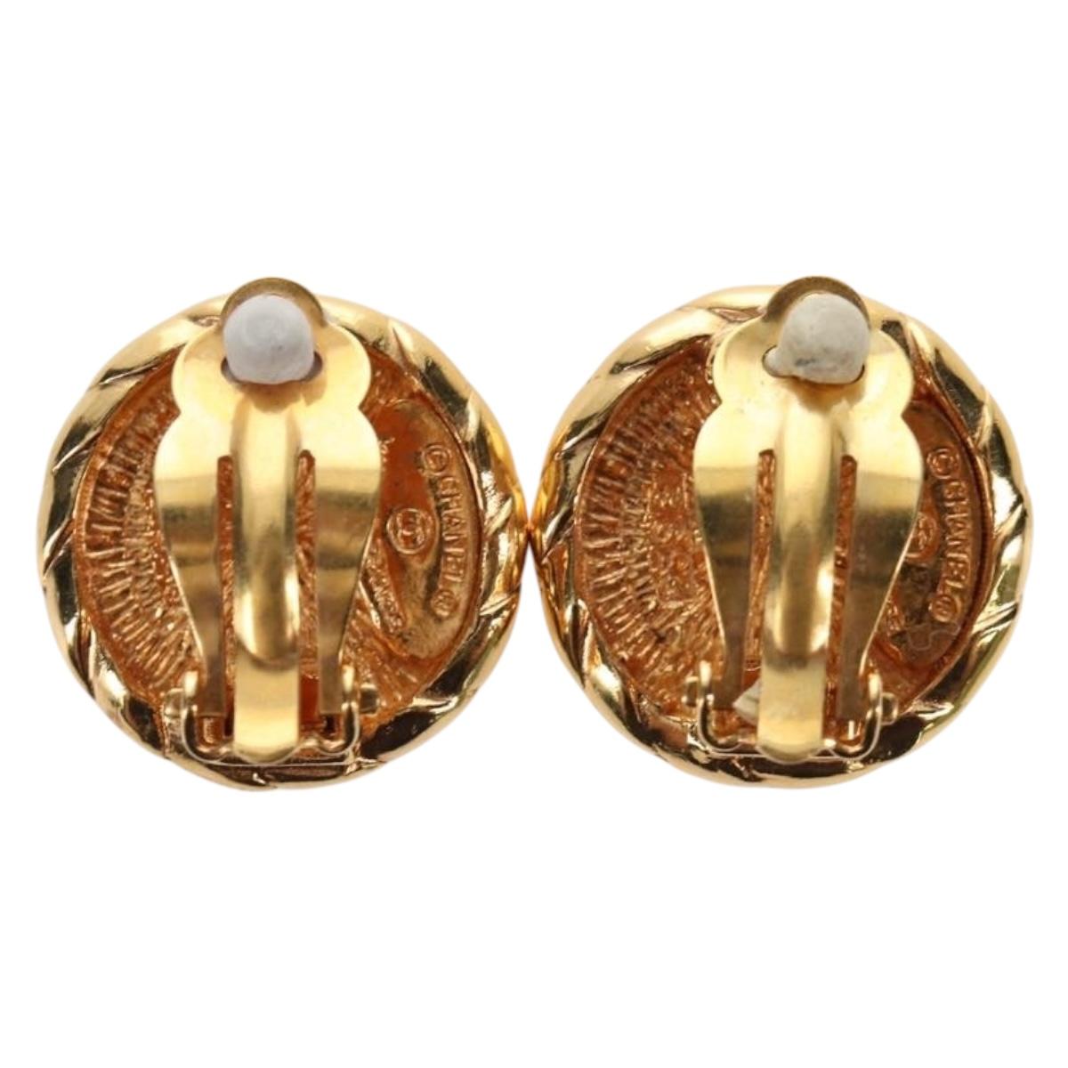 CHANEL COCO Mark Earring Metal Gold Tone CC Auth 190722M - Jerrillo image 3