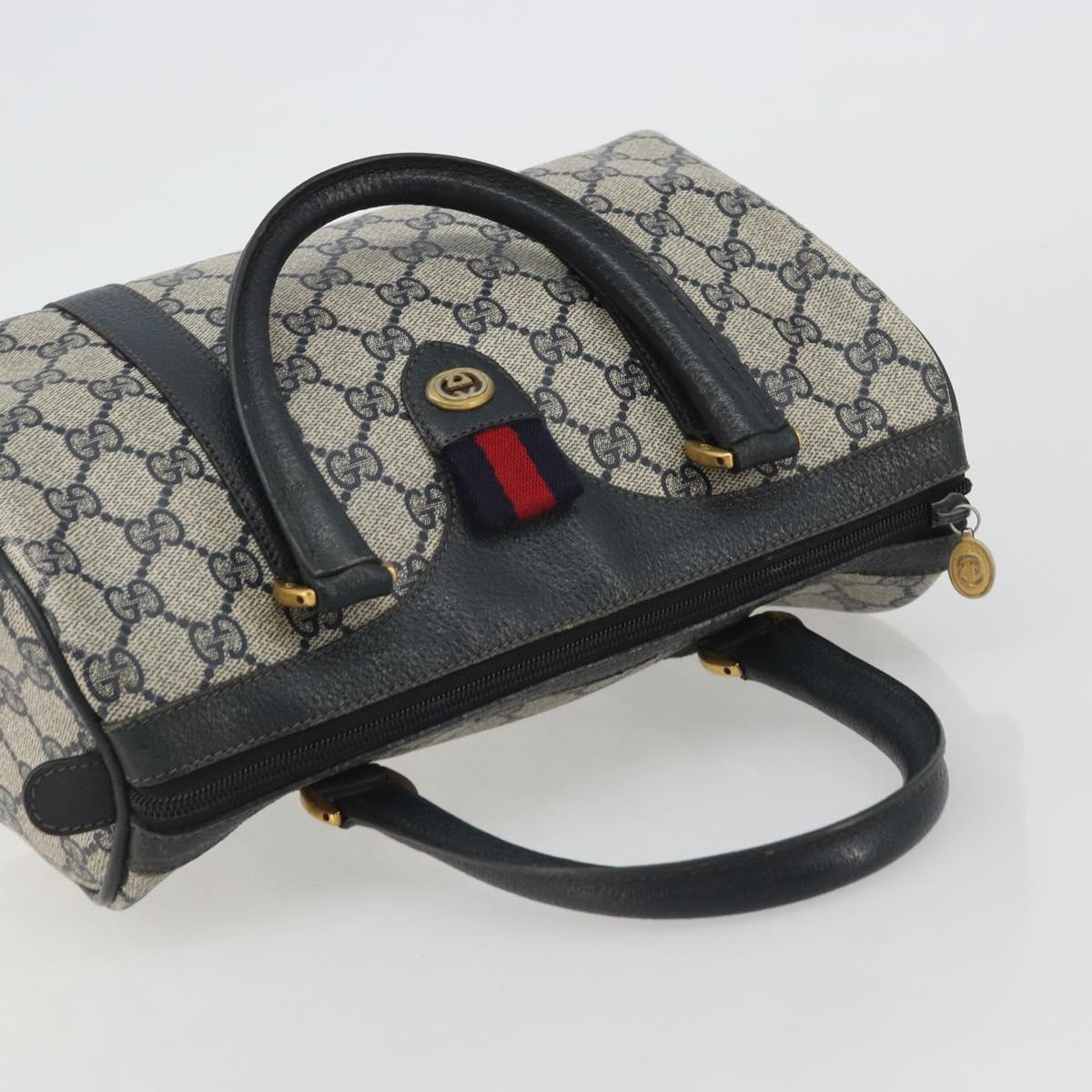 GUCCI GG Supreme Sherry Line Boston Bag PVC Navy Gold 40 02 006 Auth 190850 - Jerrillo image 6