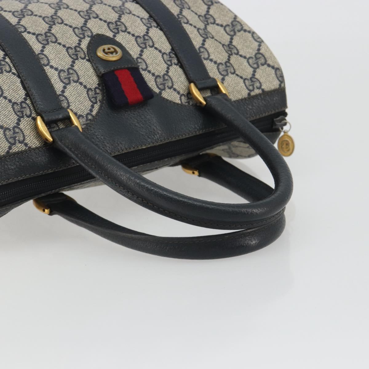 GUCCI GG Supreme Sherry Line Boston Bag PVC Navy Gold 40 02 006 Auth 190850 - Jerrillo image 7