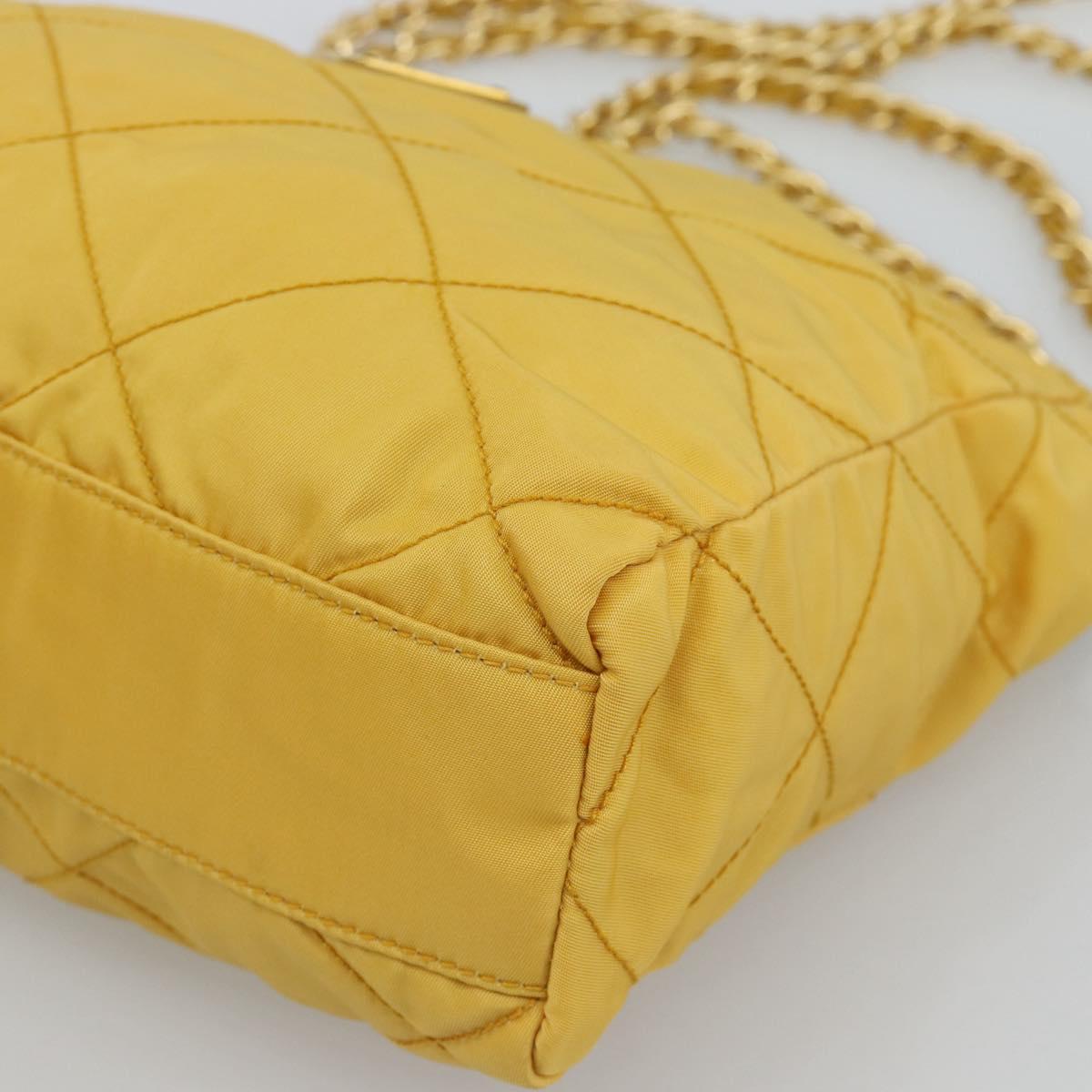 PRADA Chain Shoulder Bag Nylon Yellow Gold Auth 190869A - Jerrillo image 8