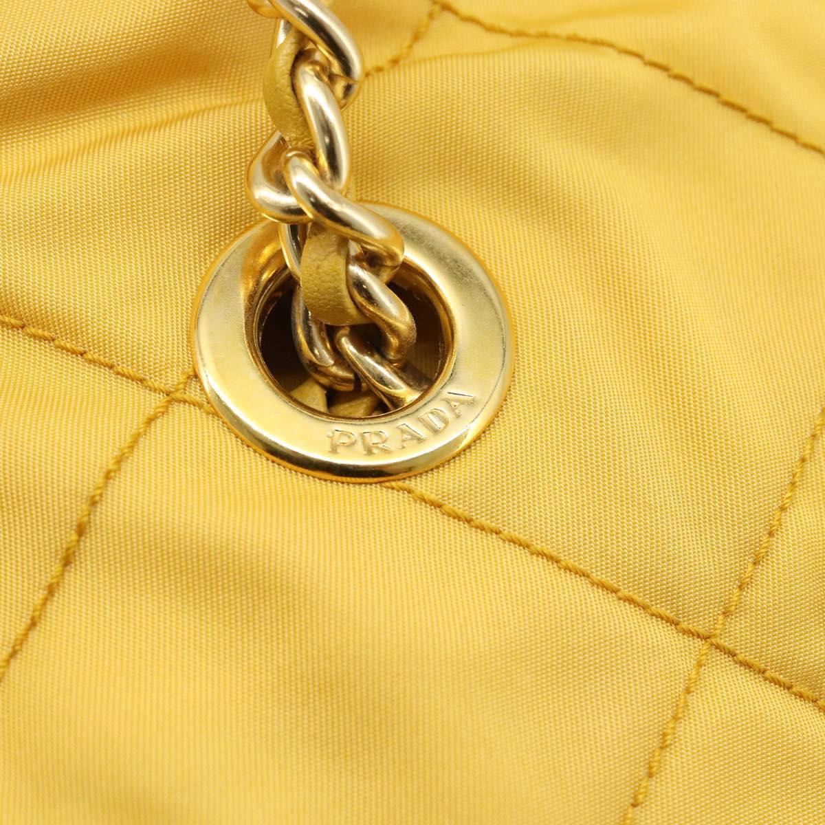 PRADA Chain Shoulder Bag Nylon Yellow Gold Auth 190869A - Jerrillo image 9