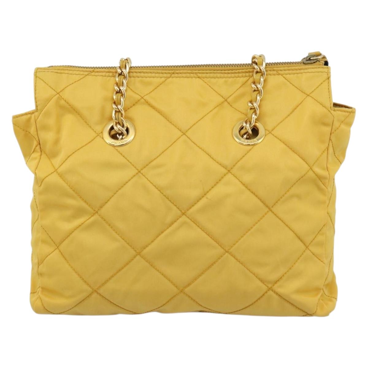 PRADA Chain Shoulder Bag Nylon Yellow Gold Auth 190869A - Jerrillo image 2