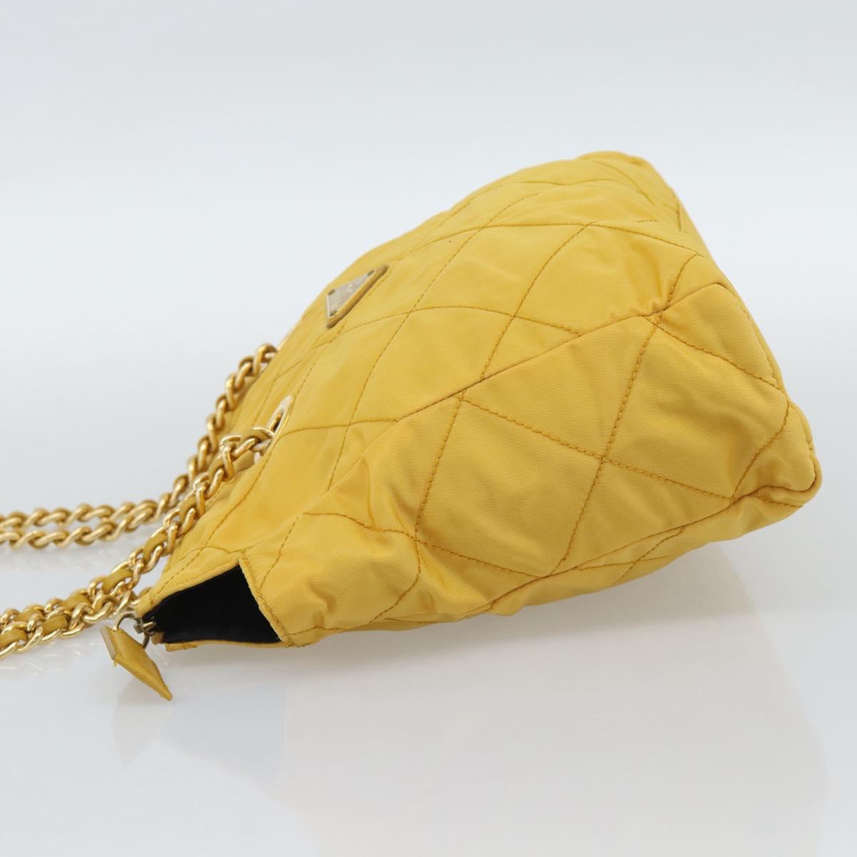 PRADA Chain Shoulder Bag Nylon Yellow Gold Auth 190869A - Jerrillo image 3
