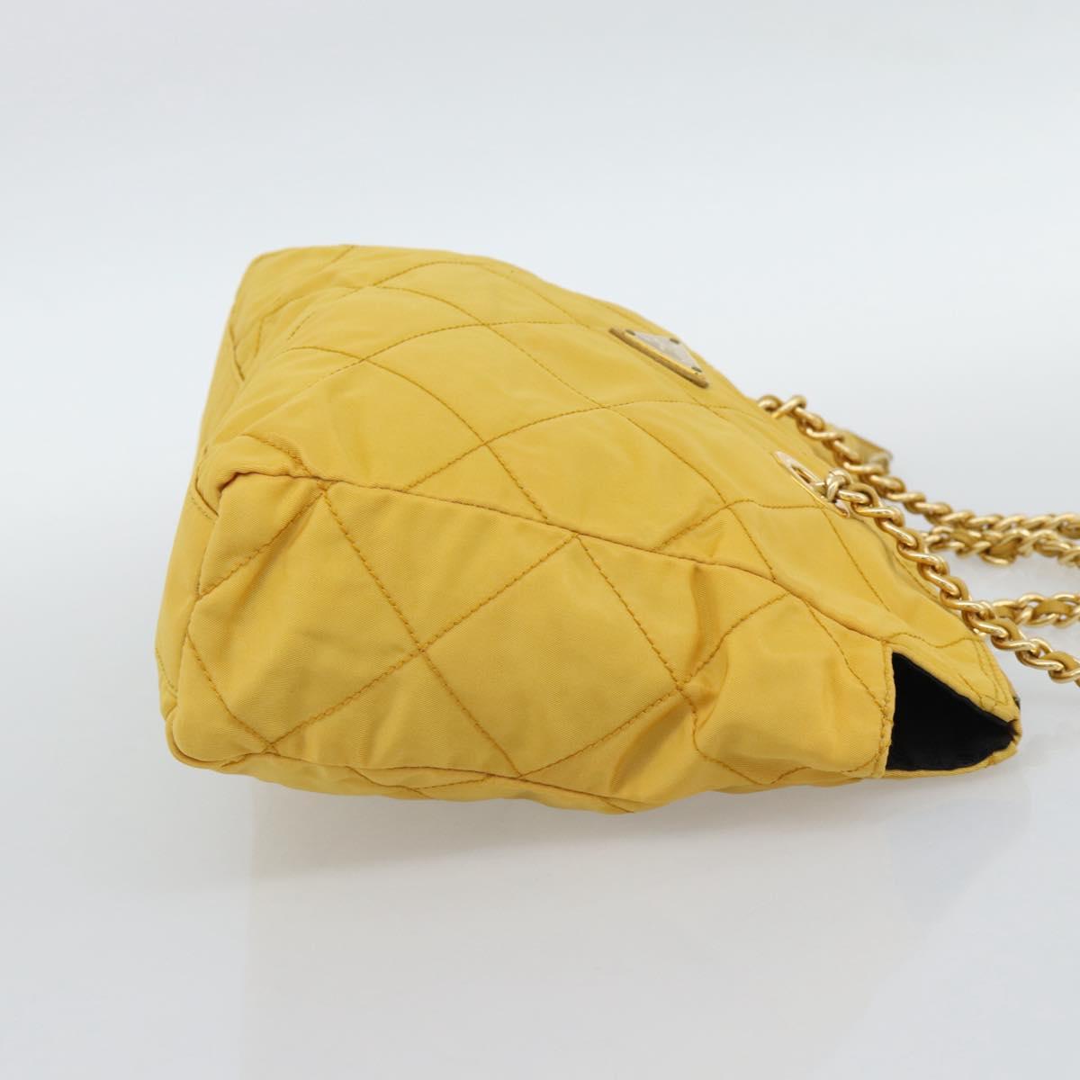 PRADA Chain Shoulder Bag Nylon Yellow Gold Auth 190869A - Jerrillo image 4