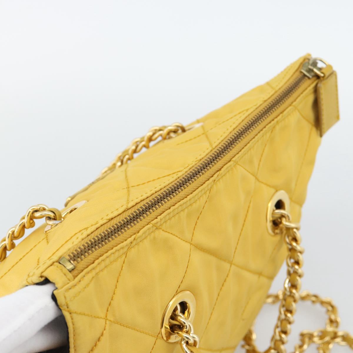 PRADA Chain Shoulder Bag Nylon Yellow Gold Auth 190869A - Jerrillo image 6