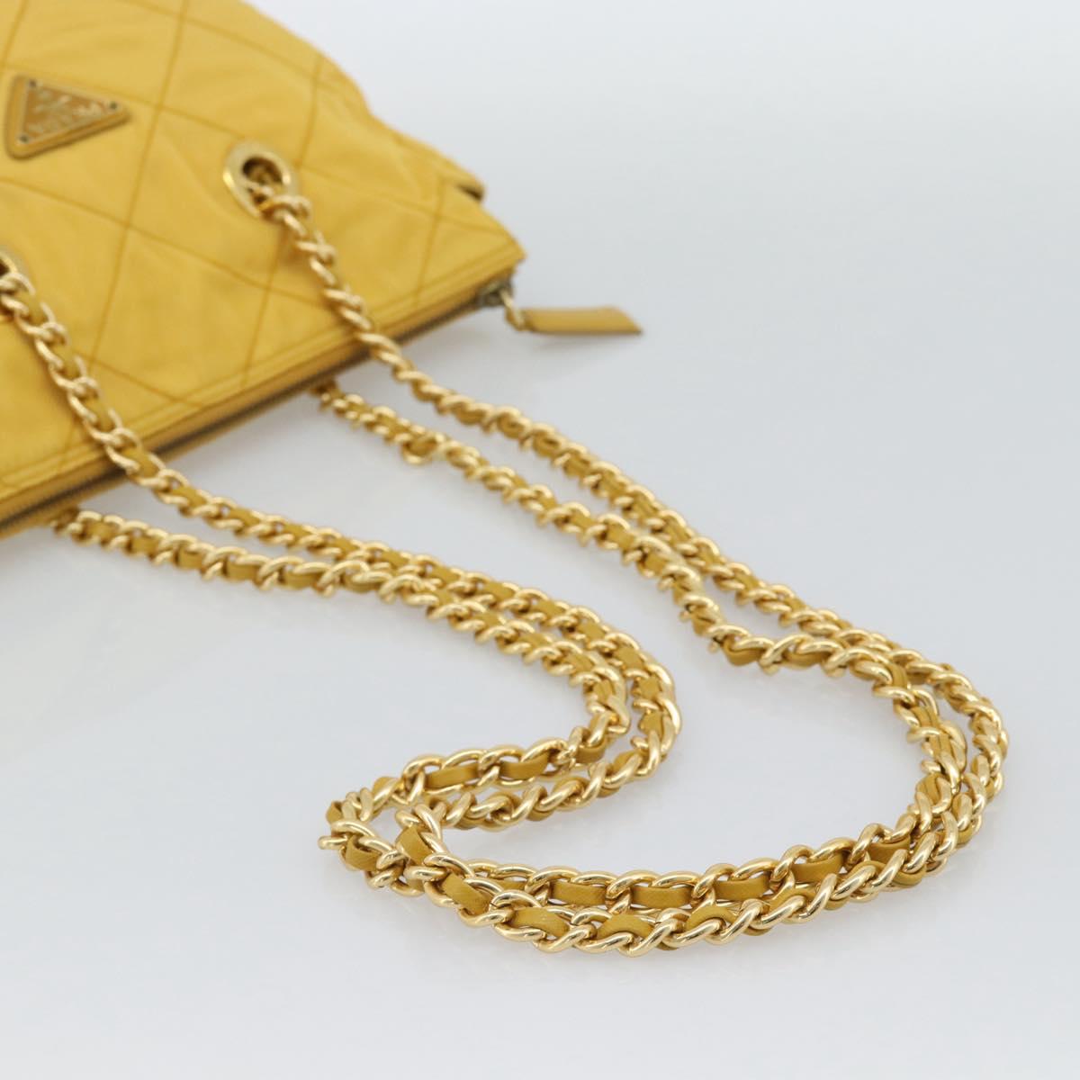 PRADA Chain Shoulder Bag Nylon Yellow Gold Auth 190869A - Jerrillo image 7