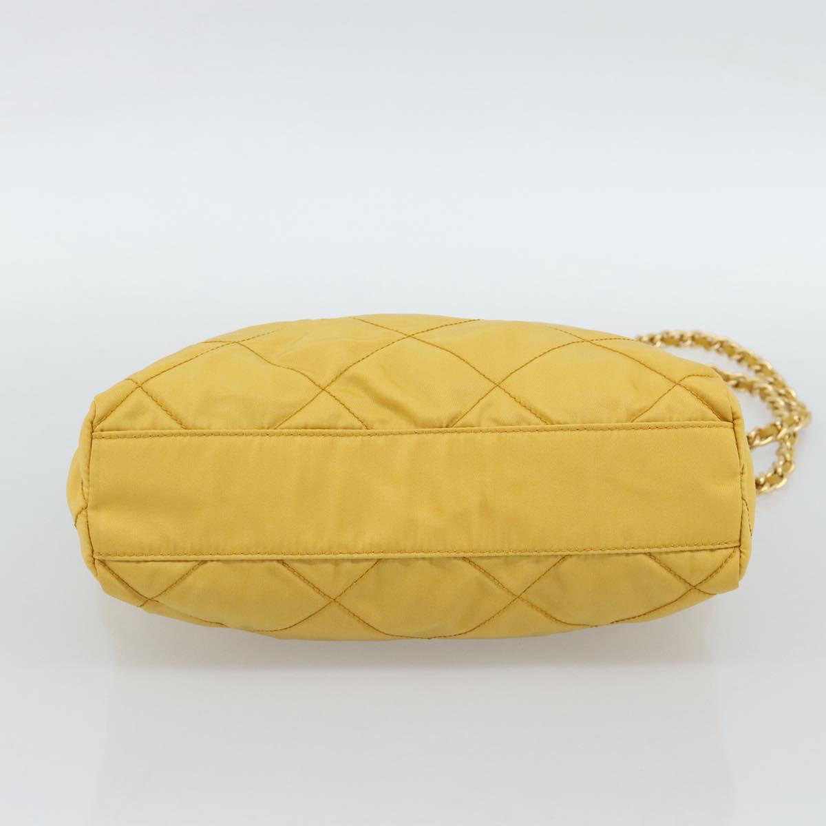 PRADA Chain Shoulder Bag Nylon Yellow Gold Auth 190869A - Jerrillo image 5