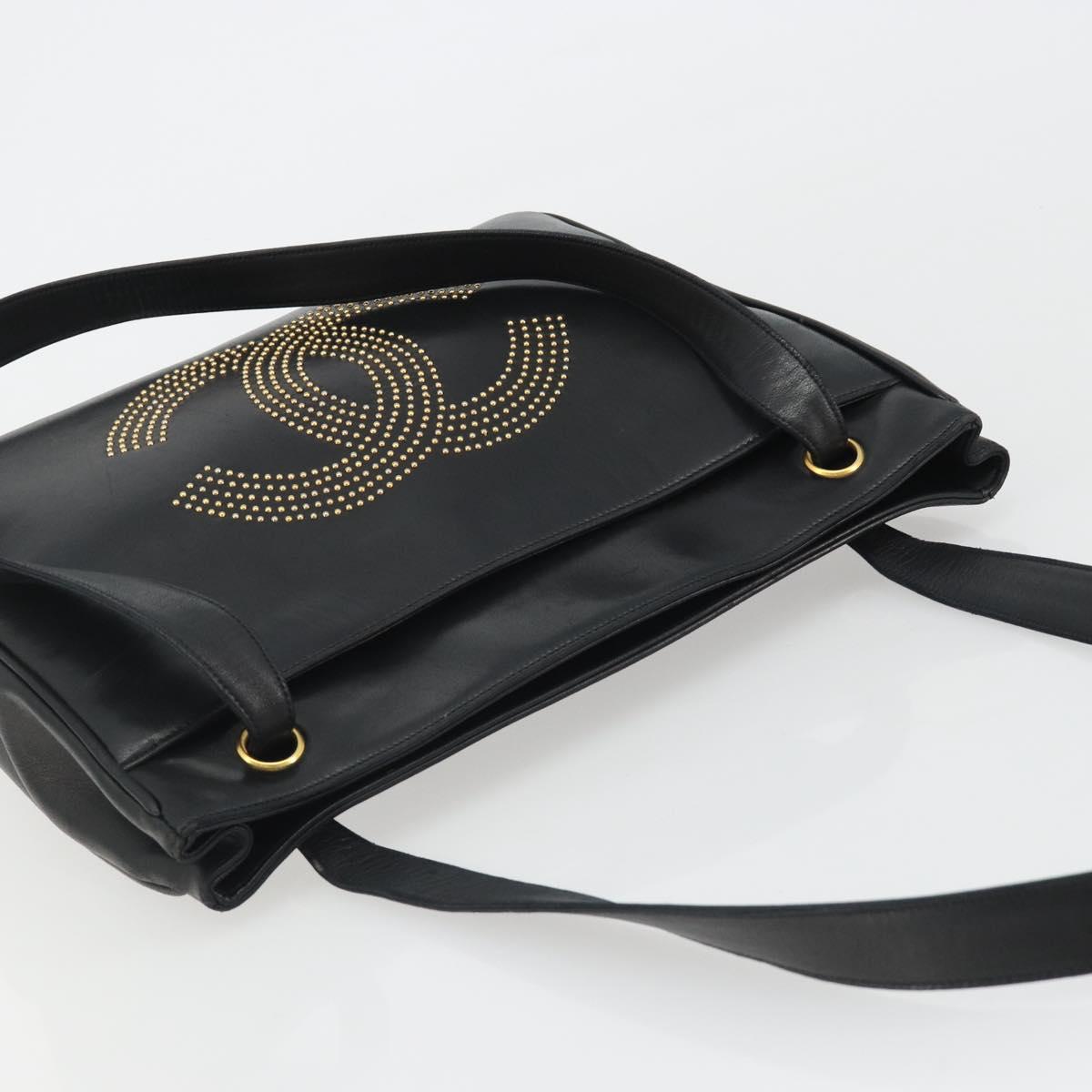 CHANEL COCO Mark Tote Bag Leather Black Gold CC Auth 190947SAV - Jerrillo image 6