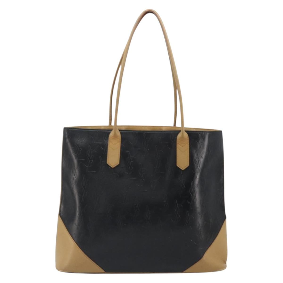 SAINT LAURENT Tote Bag Leather Black Beige Auth 191020 - Jerrillo image 2