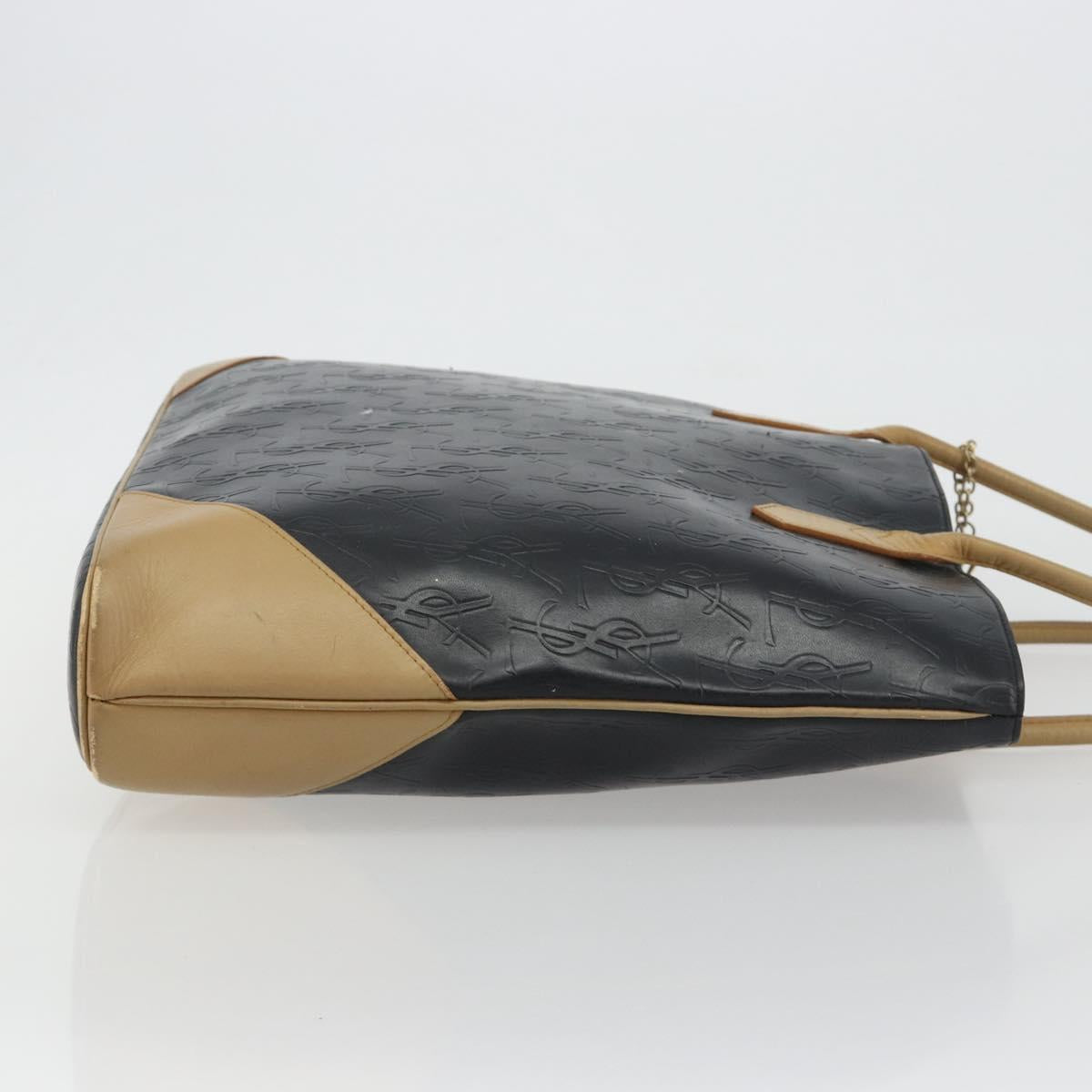SAINT LAURENT Tote Bag Leather Black Beige Auth 191020 - Jerrillo image 3