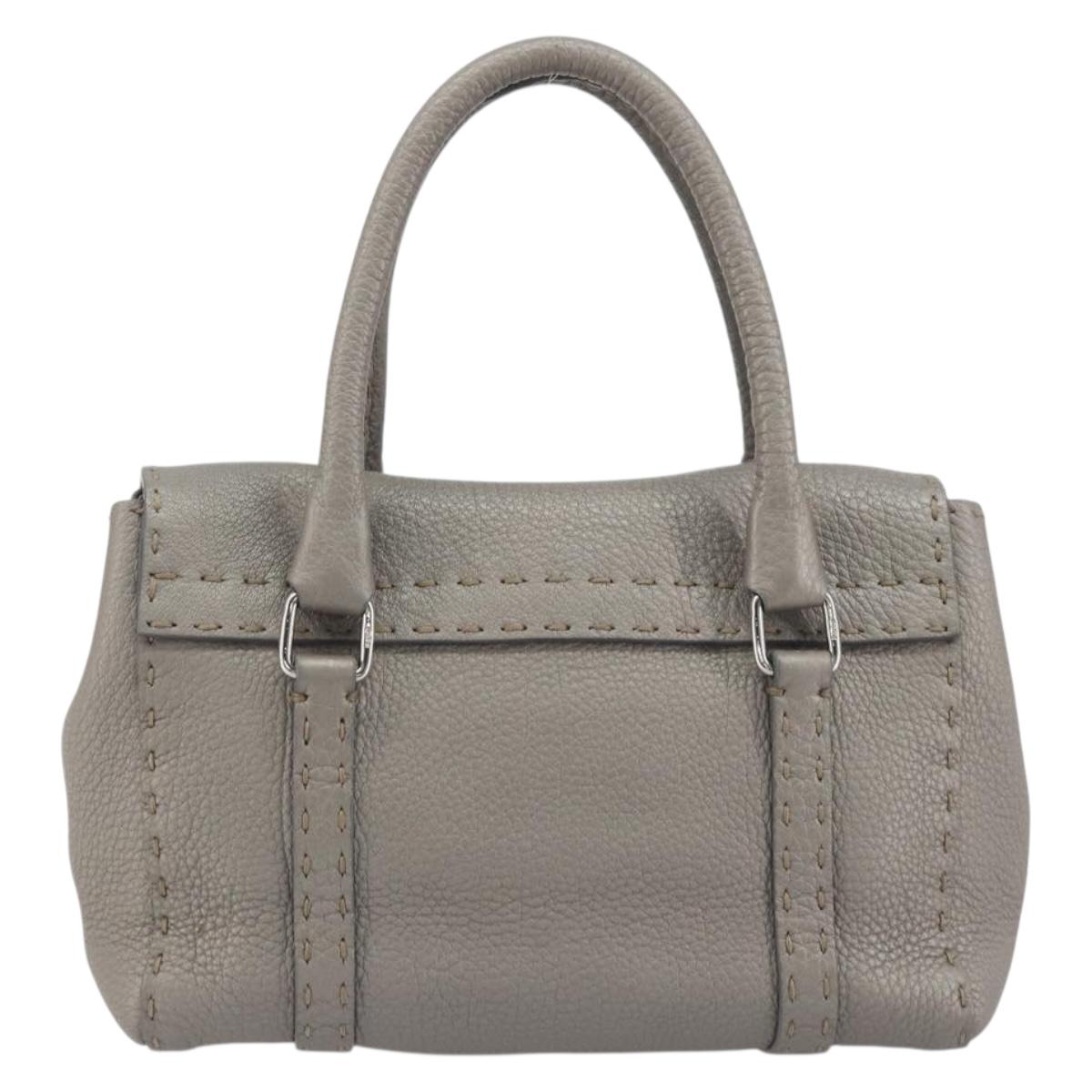 FENDI Selleria Mini Linda Hand Bag Leather Silver Auth 191083A - Jerrillo image 3