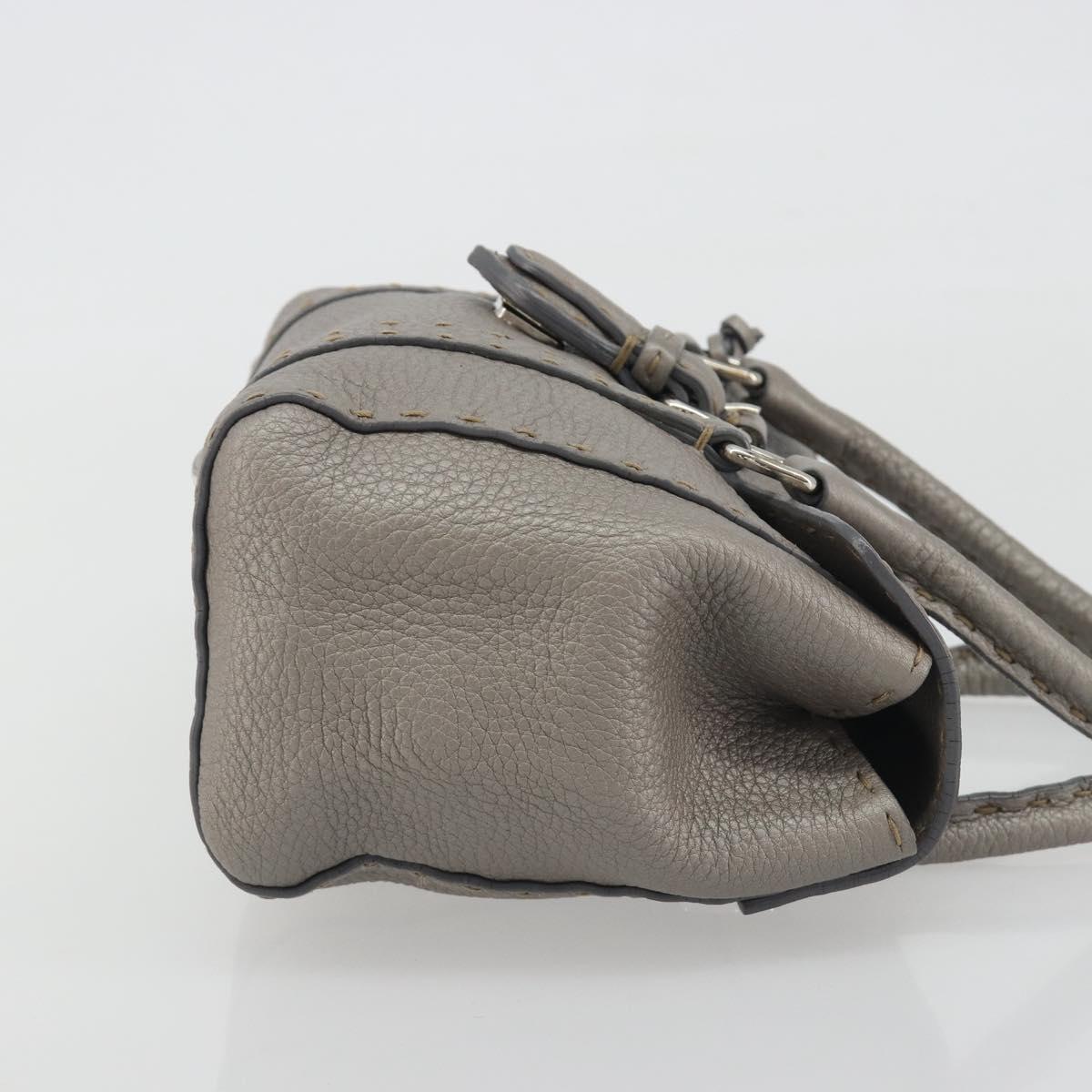 FENDI Selleria Mini Linda Hand Bag Leather Silver Auth 191083A - Jerrillo image 4