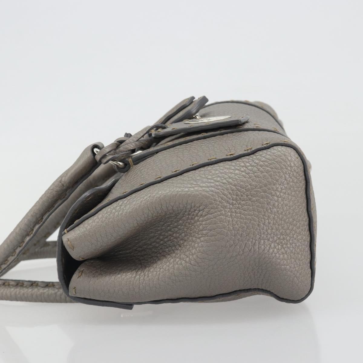 FENDI Selleria Mini Linda Hand Bag Leather Silver Auth 191083A - Jerrillo image 5