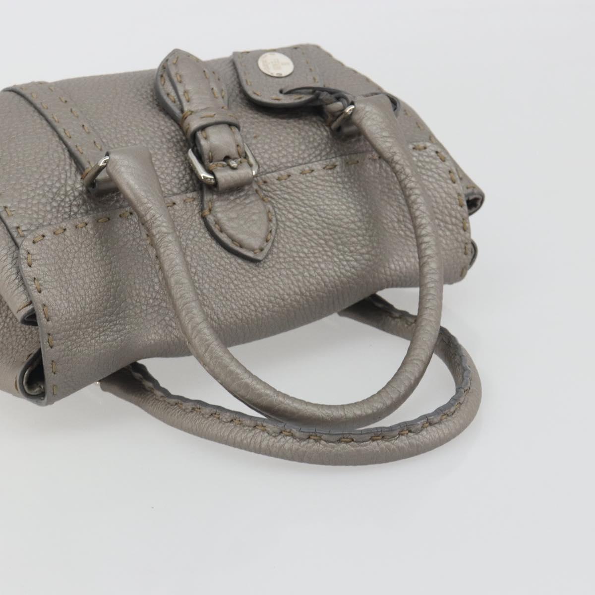 FENDI Selleria Mini Linda Hand Bag Leather Silver Auth 191083A - Jerrillo image 7