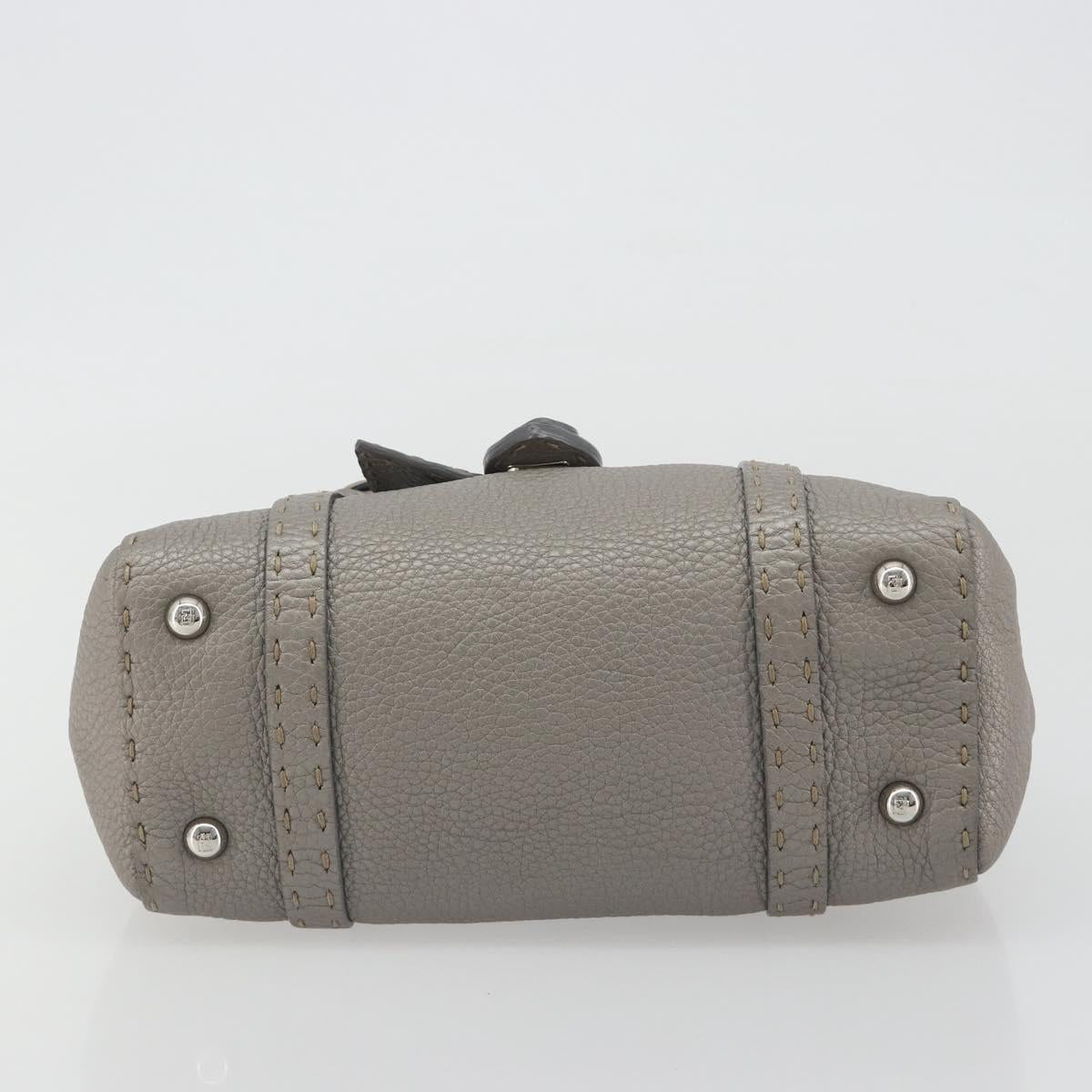 FENDI Selleria Mini Linda Hand Bag Leather Silver Auth 191083A - Jerrillo image 9