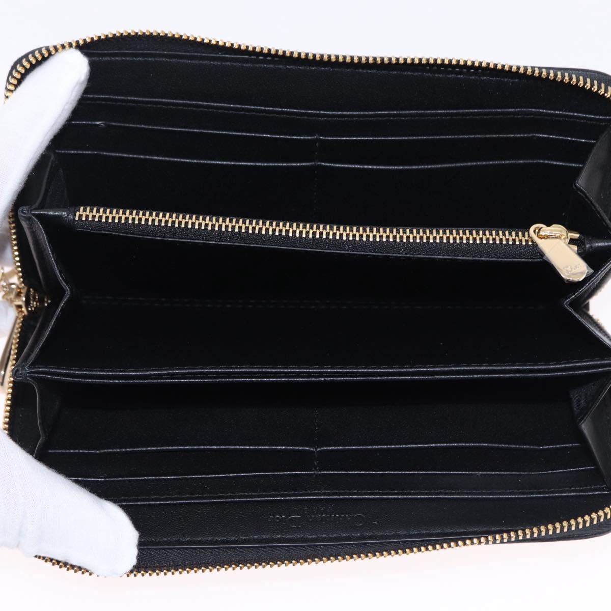 Christian Dior Lady Dior Canage Long Wallet Lamb Skin Black Gold Auth 191131M - Jerrillo image 9