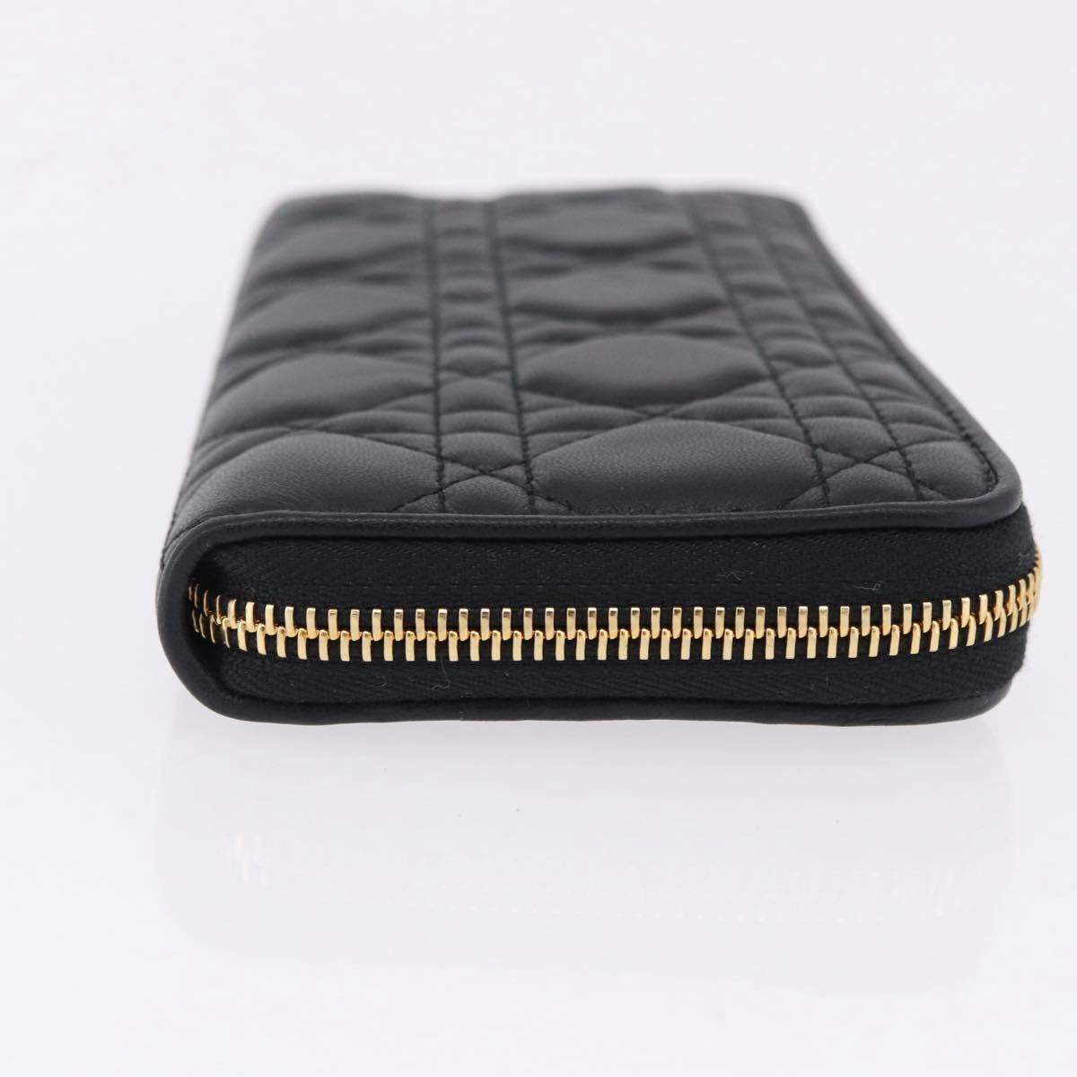Christian Dior Lady Dior Canage Long Wallet Lamb Skin Black Gold Auth 191131M - Jerrillo image 3