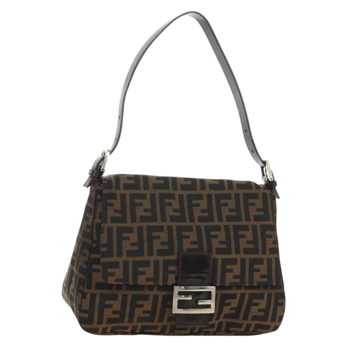 FENDI Zucca Canvas Mamma Baguette Shoulder Bag Black Brown Auth 191291SAV - Jerrillo
