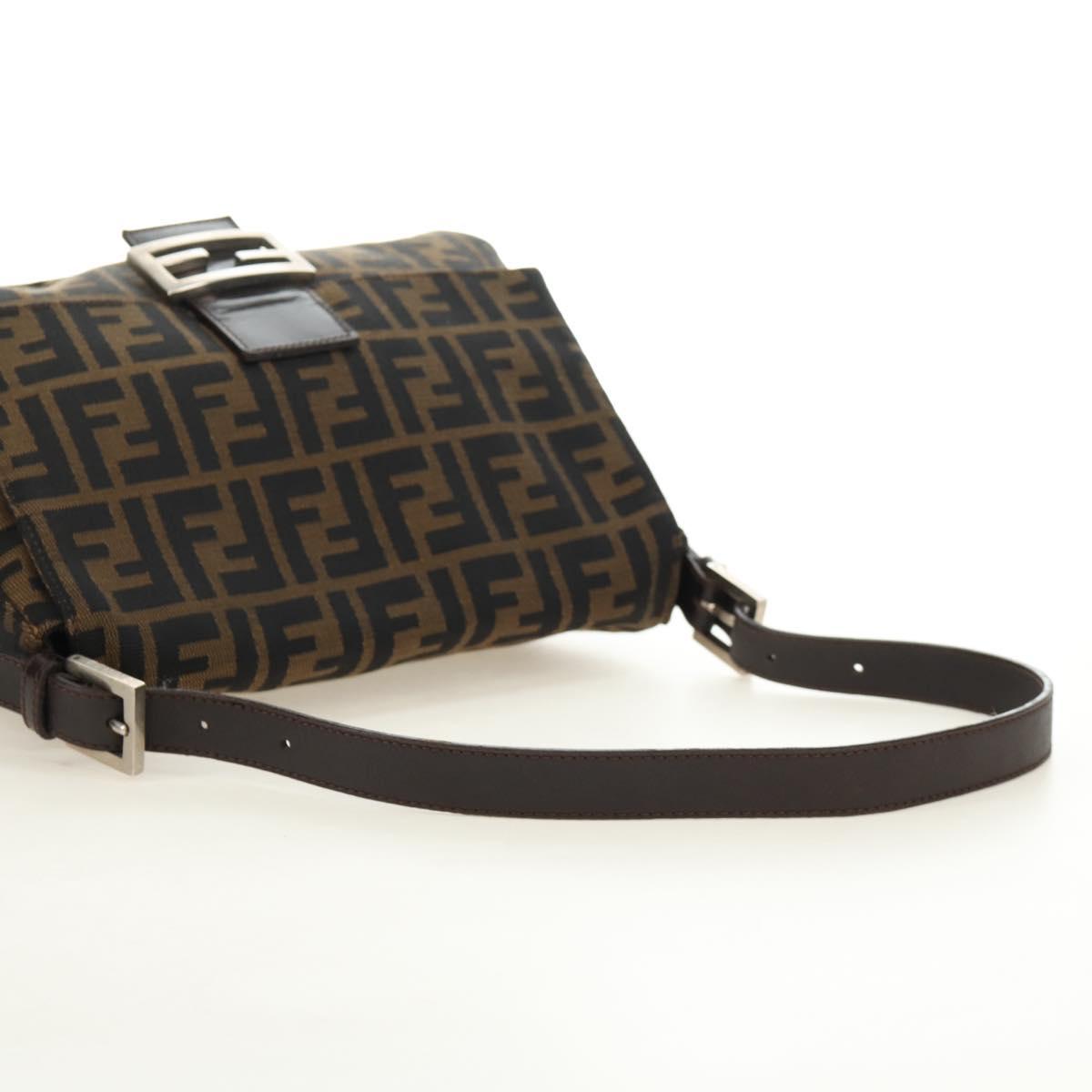 FENDI Zucca Canvas Mamma Baguette Shoulder Bag Black Brown Auth 191291SAV - Jerrillo image 7