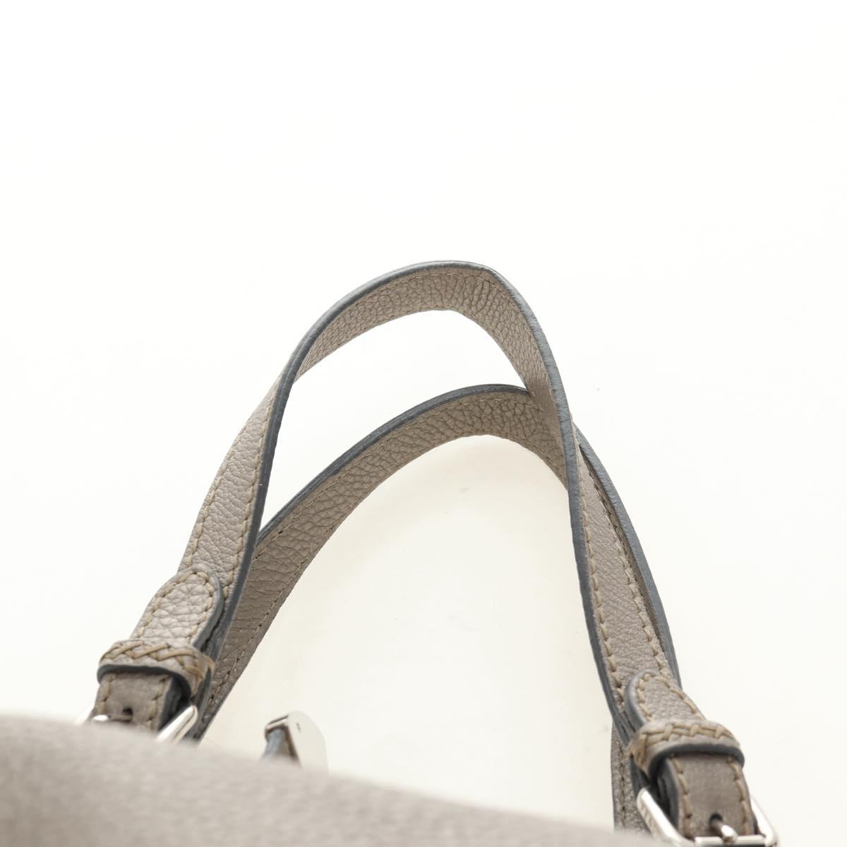 FENDI Celeria Tote Bag Leather Gray Gold Auth 191294V - Jerrillo image 9
