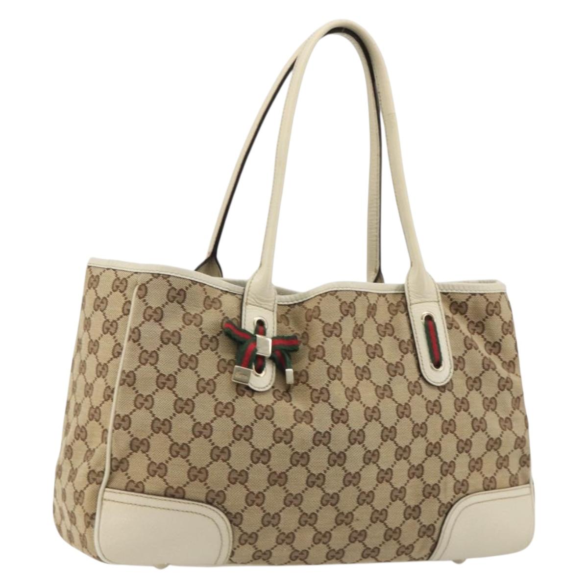 GUCCI GG Canvas Princi Tote Bag Beige Gold 163805 Auth 191309V - Jerrillo