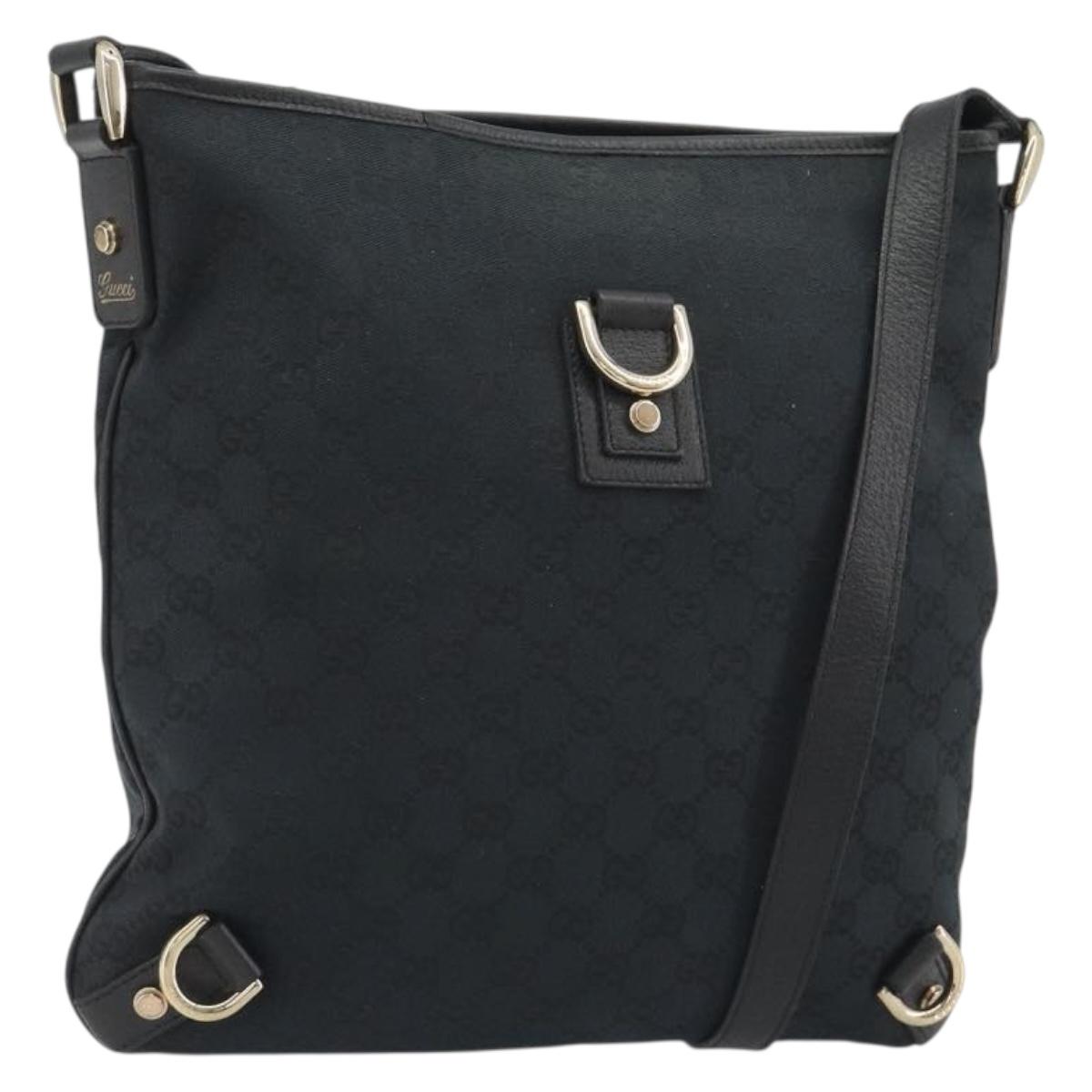 GUCCI GG Canvas Abbey Shoulder Bag Black Gold 131326 Auth 191311A - Jerrillo