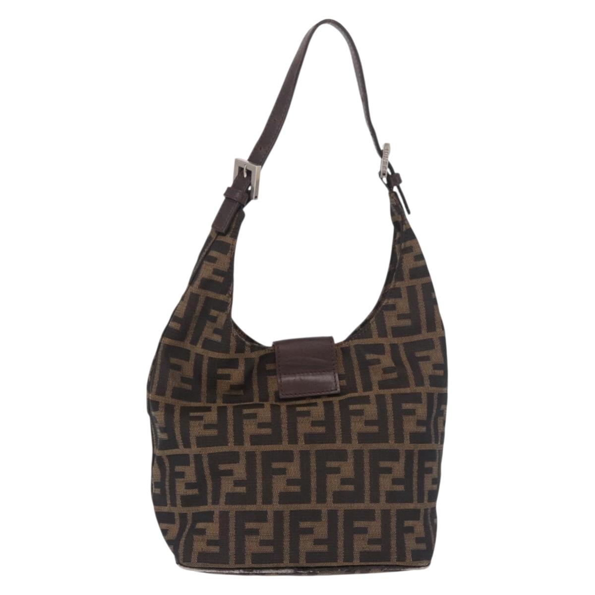 FENDI Zucca Canvas Mamma Baguette Shoulder Bag Brown Black Auth 191375 - Jerrillo image 2