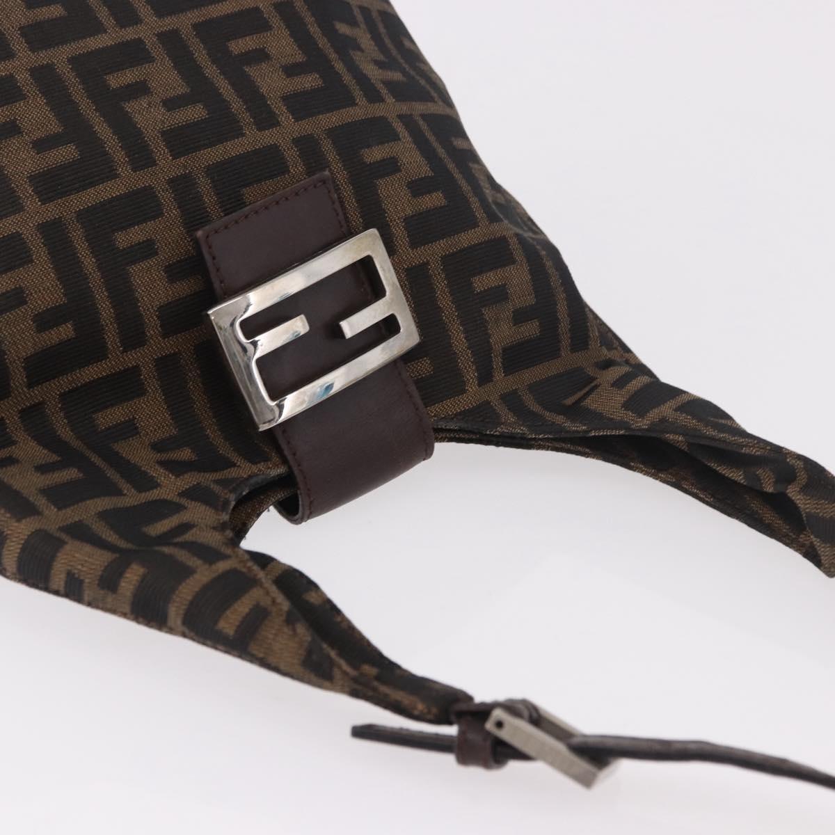 FENDI Zucca Canvas Mamma Baguette Shoulder Bag Brown Black Auth 191375 - Jerrillo image 6
