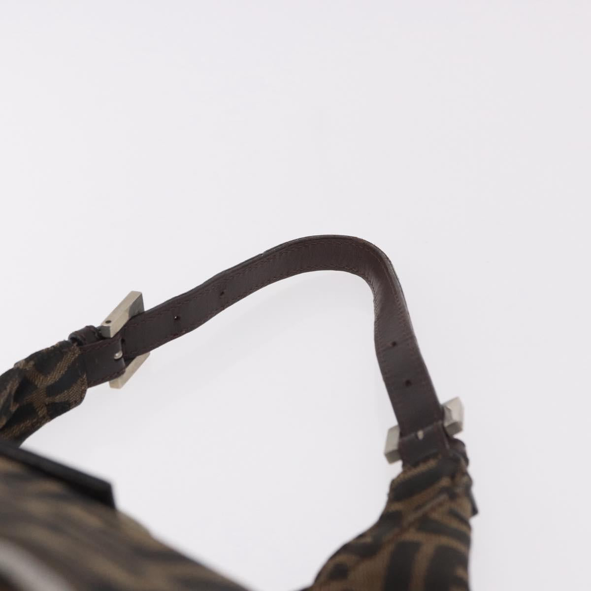 FENDI Zucca Canvas Mamma Baguette Shoulder Bag Brown Black Auth 191375 - Jerrillo image 8