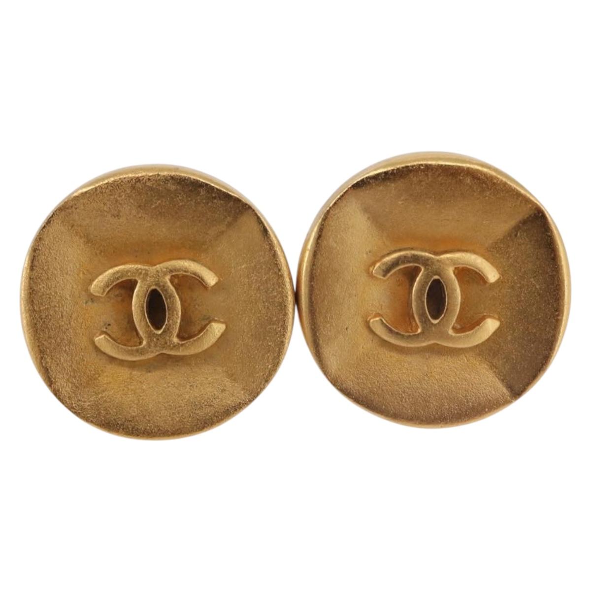 CHANEL COCO Mark Earring Metal Gold Tone CC Auth 191417 - Jerrillo image 2
