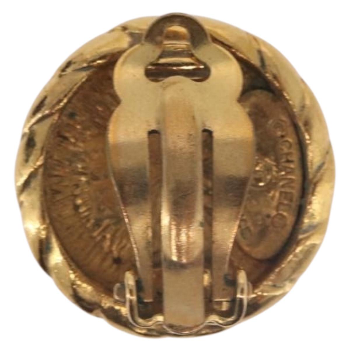 CHANEL COCO Mark Earring Metal Gold Tone CC Auth 191418V - Jerrillo image 4