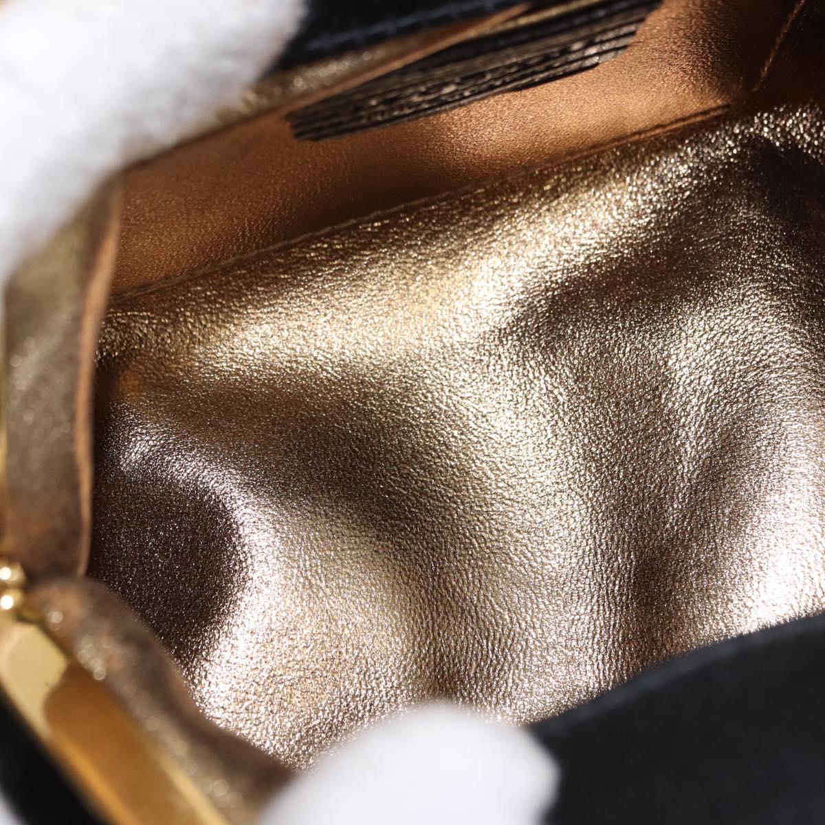 BVLGARI Feather Hand Bag Satin Black Gold Auth 191451SM - Jerrillo image 10