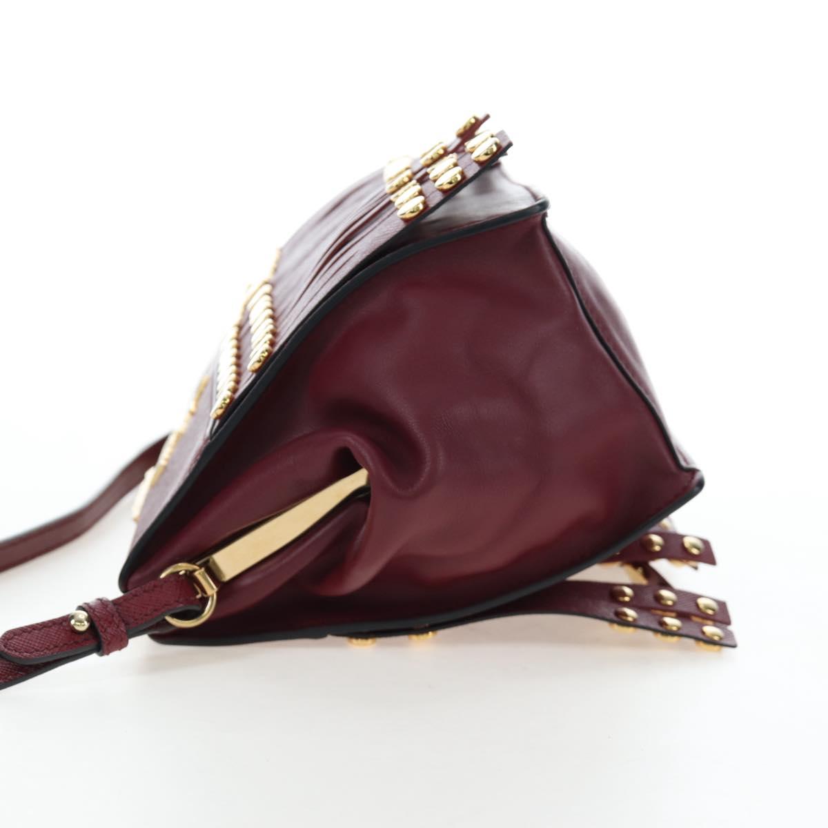 PRADA Shoulder Bag Safiano leather Bordeaux Gold Auth 191473V - Jerrillo image 3