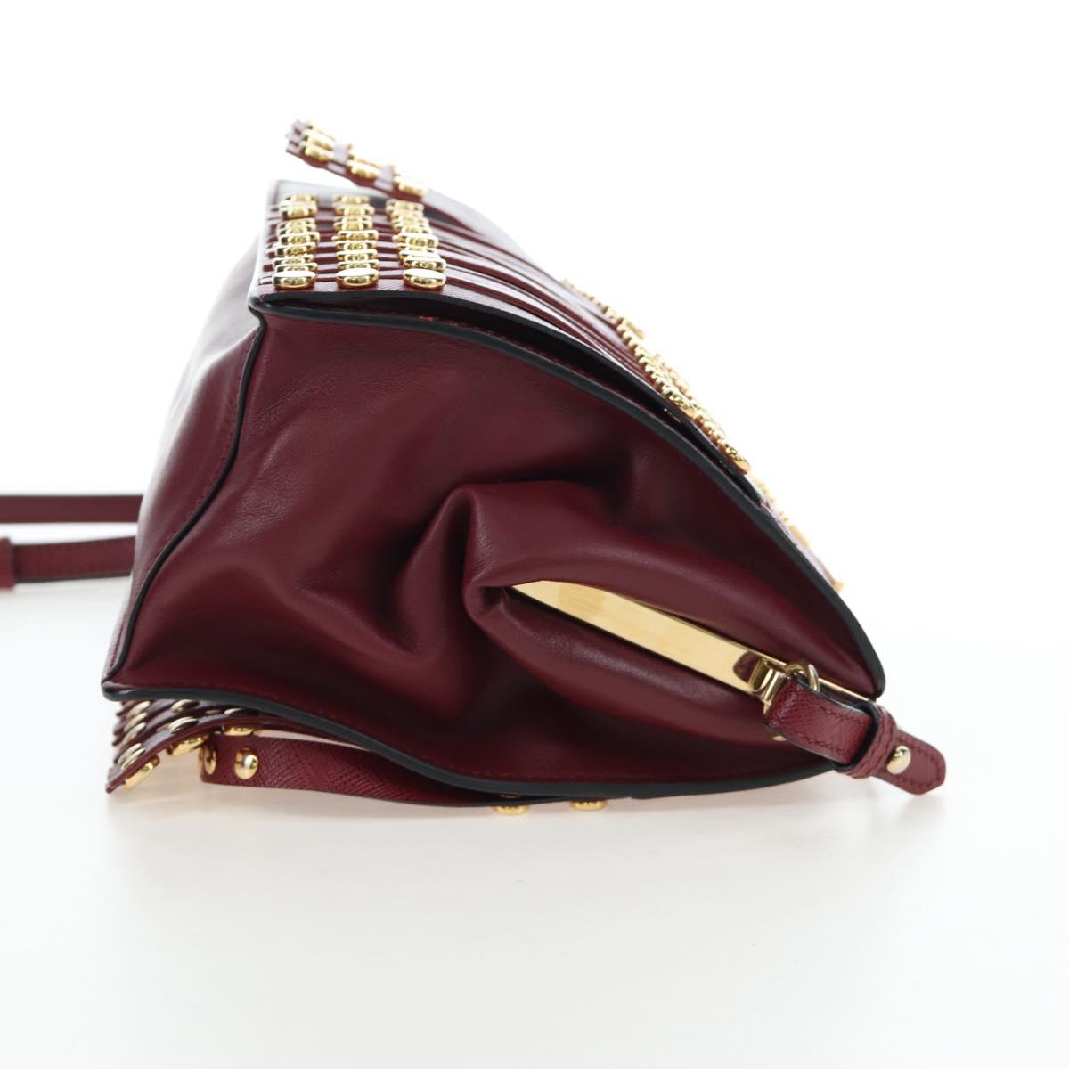 PRADA Shoulder Bag Safiano leather Bordeaux Gold Auth 191473V - Jerrillo image 4