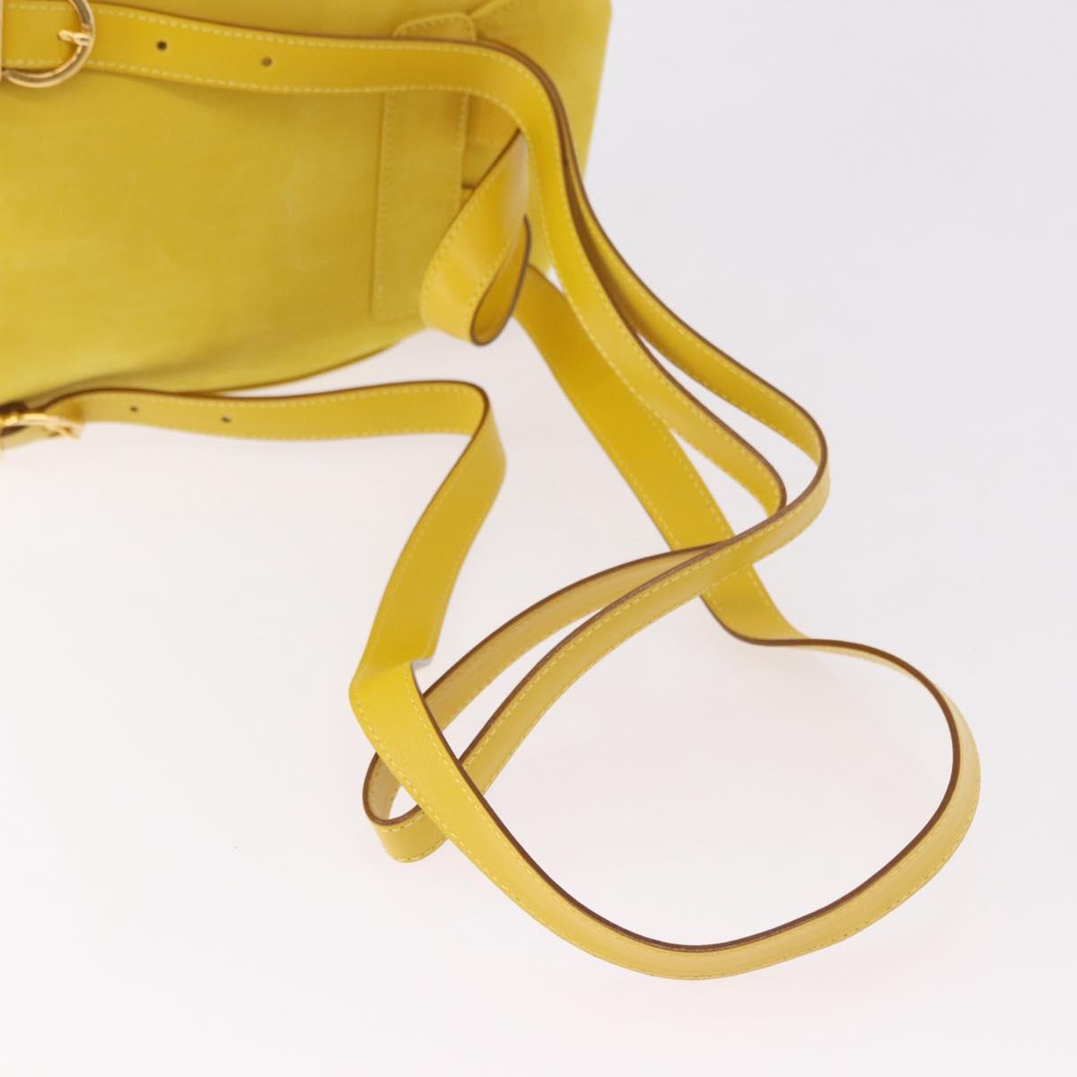 Salvatore Ferragamo Gancini Backpack Suede Yellow Gold Auth 191490A - Jerrillo image 9