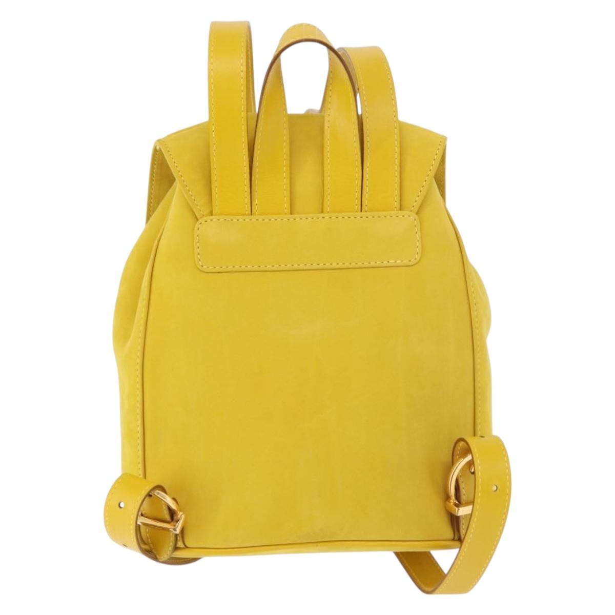 Salvatore Ferragamo Gancini Backpack Suede Yellow Gold Auth 191490A - Jerrillo image 2