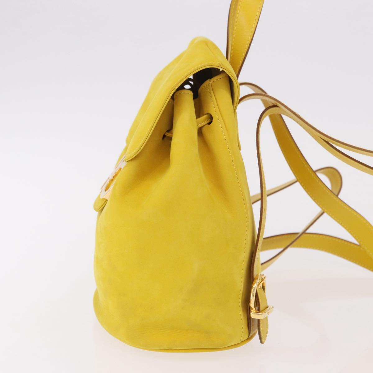 Salvatore Ferragamo Gancini Backpack Suede Yellow Gold Auth 191490A - Jerrillo image 3